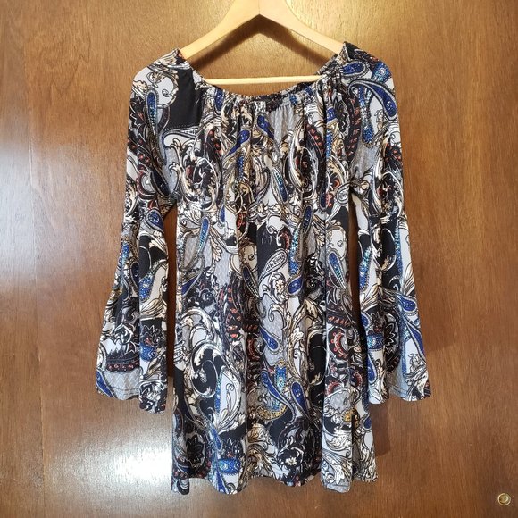 WinWin Paisley Print Bell Sleeve Tunic Top - Picture 1 of 6